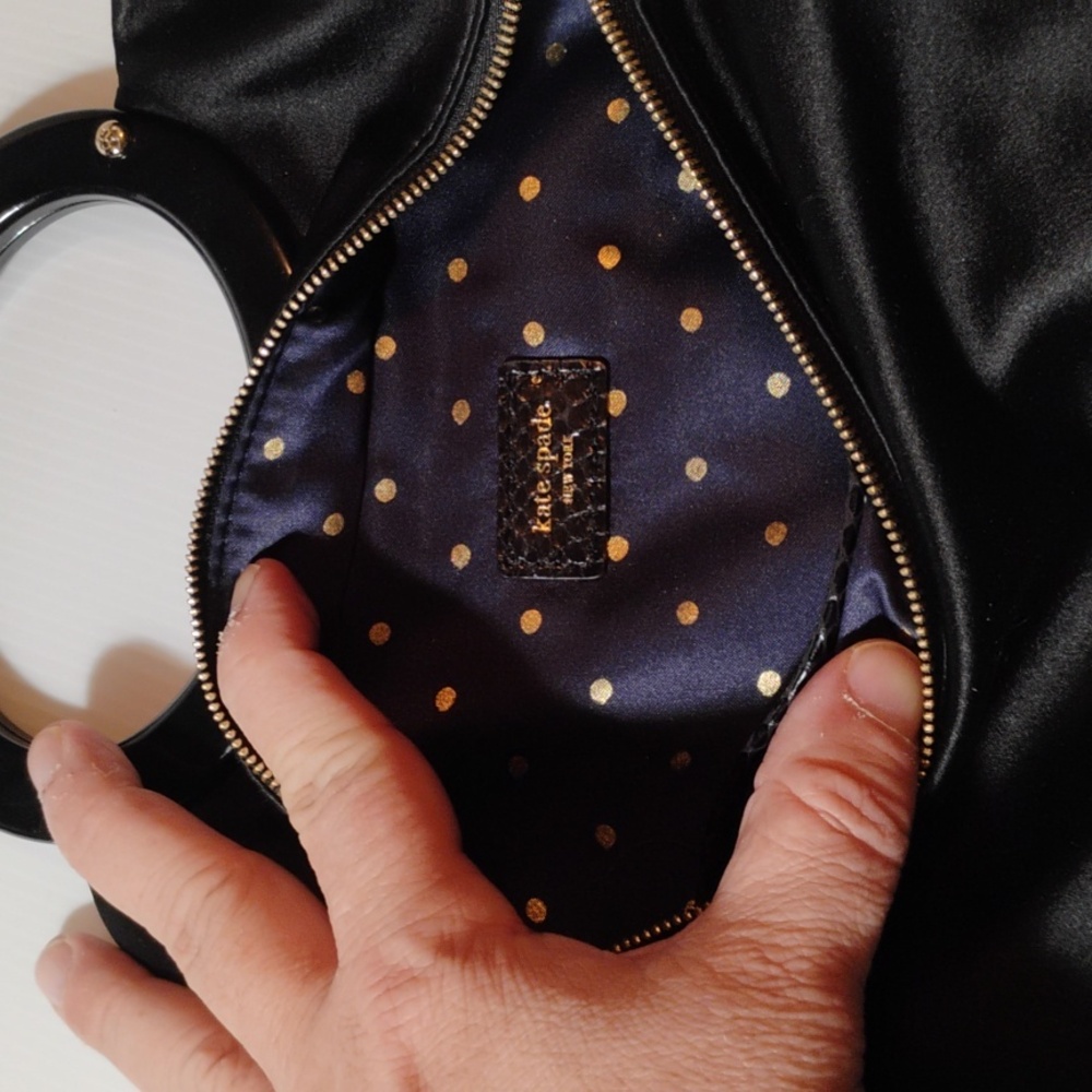 Kate Spade Black Satin Clutch with Oval Handle - Picture 6 of 9